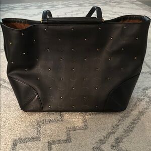 MCM Black Studded Tote Bag with Structured Design